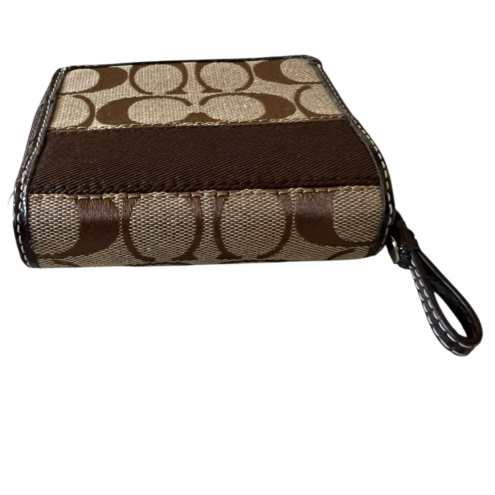 Coach Brown Tan Signature Zip Wallet - Picture 3 of 11